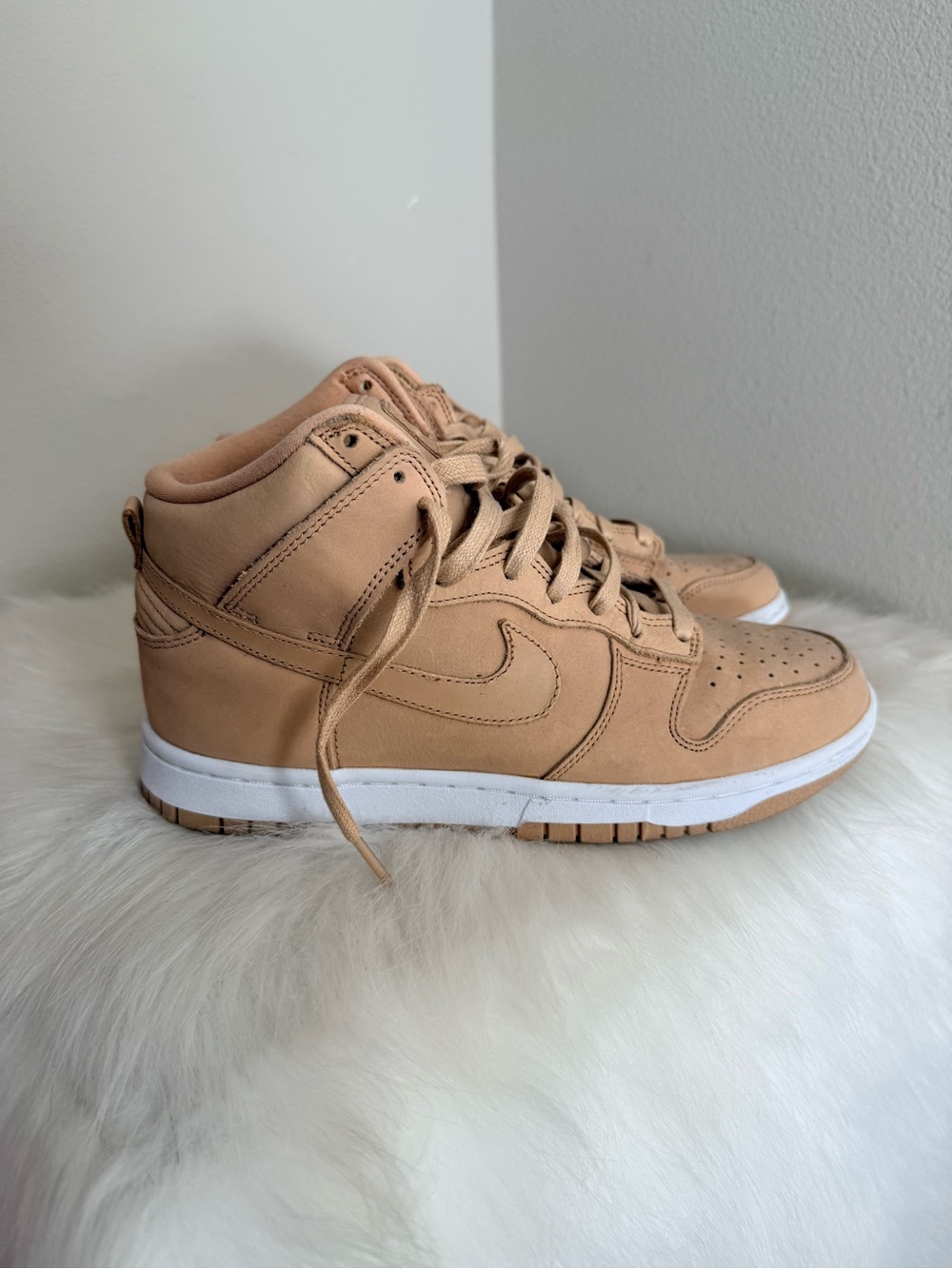 Nike Women’s or Men’s High-Top Dunk Sneakers in Light Tan